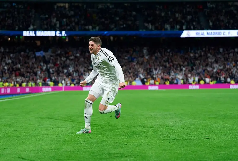 Valverde ăn mừng bàn thắng giúp Real chật vật đánh bại Bilbao ở vòng đấu gần nhất